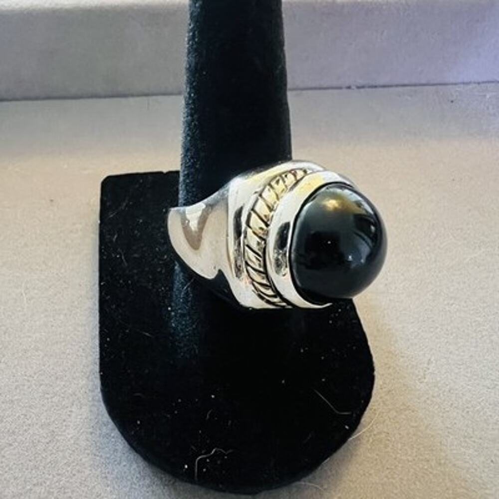 Vintage Silver Tone CushionCut Clear Crystal Prong Solitaire Cocktail Ring 6.75